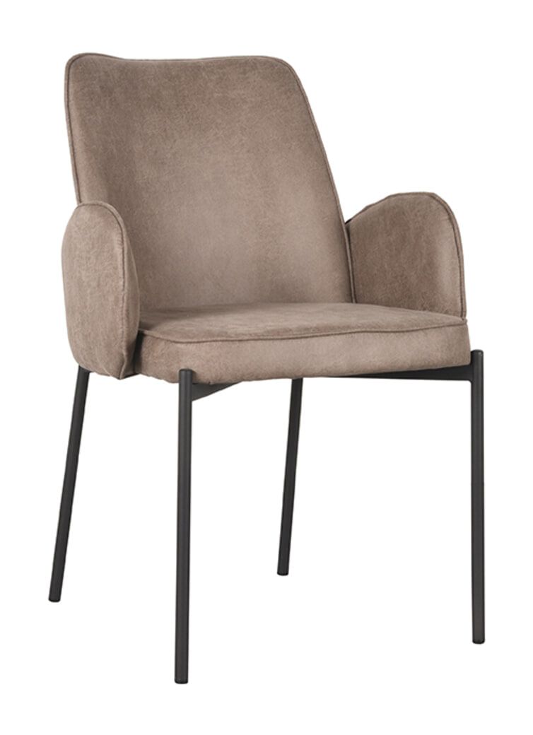 LABEL51 Joni eetkamerstoel in taupe micro‑suède – stijlvol comfort voor elke tafel