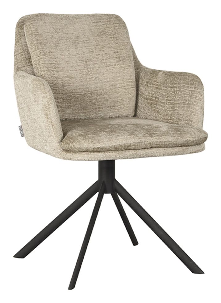 LABEL51 Joy Elegance – Draaibare eetkamerstoel in zachte beige stof