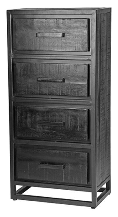 LABEL51 Ladenkast Chili Zwart – Handgemaakte mangohouten opbergoplossing (105×50×30 cm)