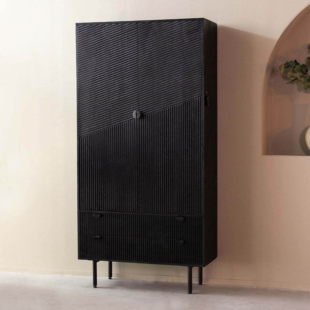 LABEL51 Opbergkast Cotia Mangohout – Moderne Zwarte 2‑Deurs Kast (200 × 100 cm)