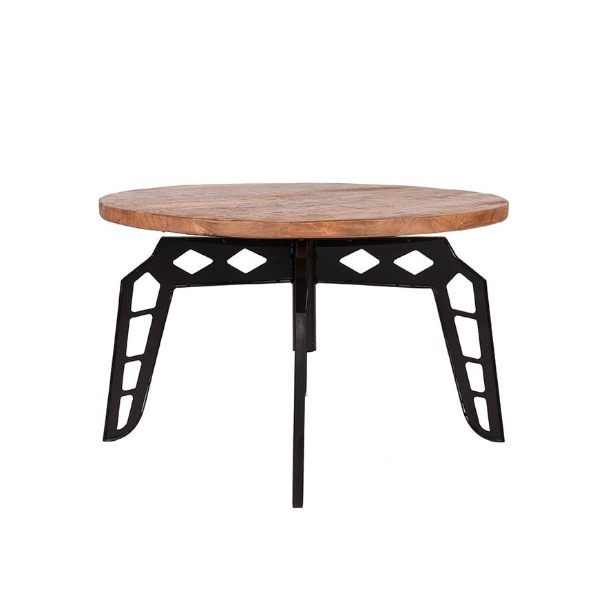 LABEL51 Pebble Salontafel – Industrieel Rond Design in Rough Mangohout