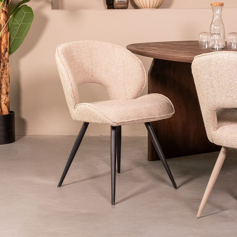 LABEL51 Sakura Eetkamerstoel – Luxe Bouclé met Metalen Basis