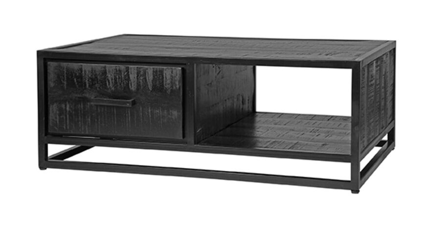 LABEL51 Salontafel Chili Zwart – Handgemaakte Mangohouten Accent voor de Moderne Woonkamer