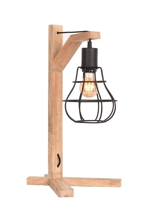LABEL51 Tafellamp Drop – Industriële mangohouten tafelverlichting in zwart