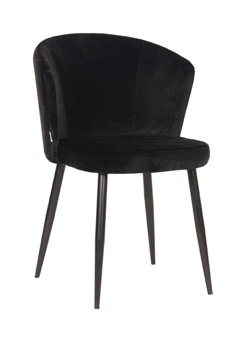 LABEL51 Wave Velvet Eetkamerstoel – Strakke Zwarte Velvet