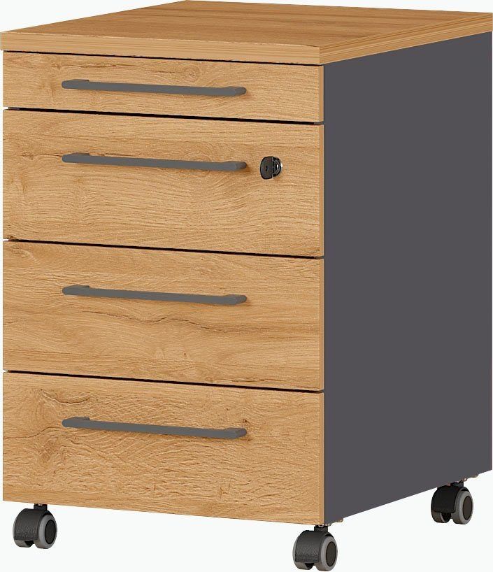 Ladeblok Agenda 61 cm – Eiken & Grafiet, stijlvol en functioneel kantoormeubel