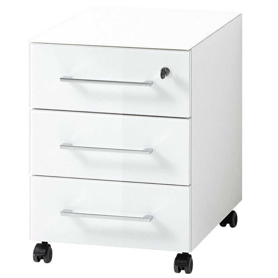 Ladeblok Monteria 55 cm – Strak wit opbergmeubel met soft‑close en slot