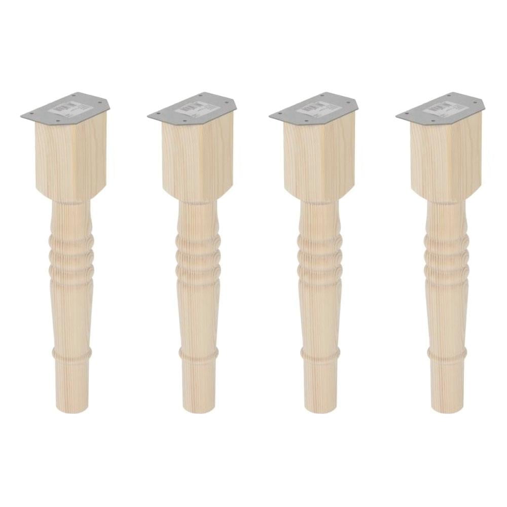 Landelijke Houten Meubelpoten – Ronde Ø 7 cm, 42 cm Hoog, Set van 4