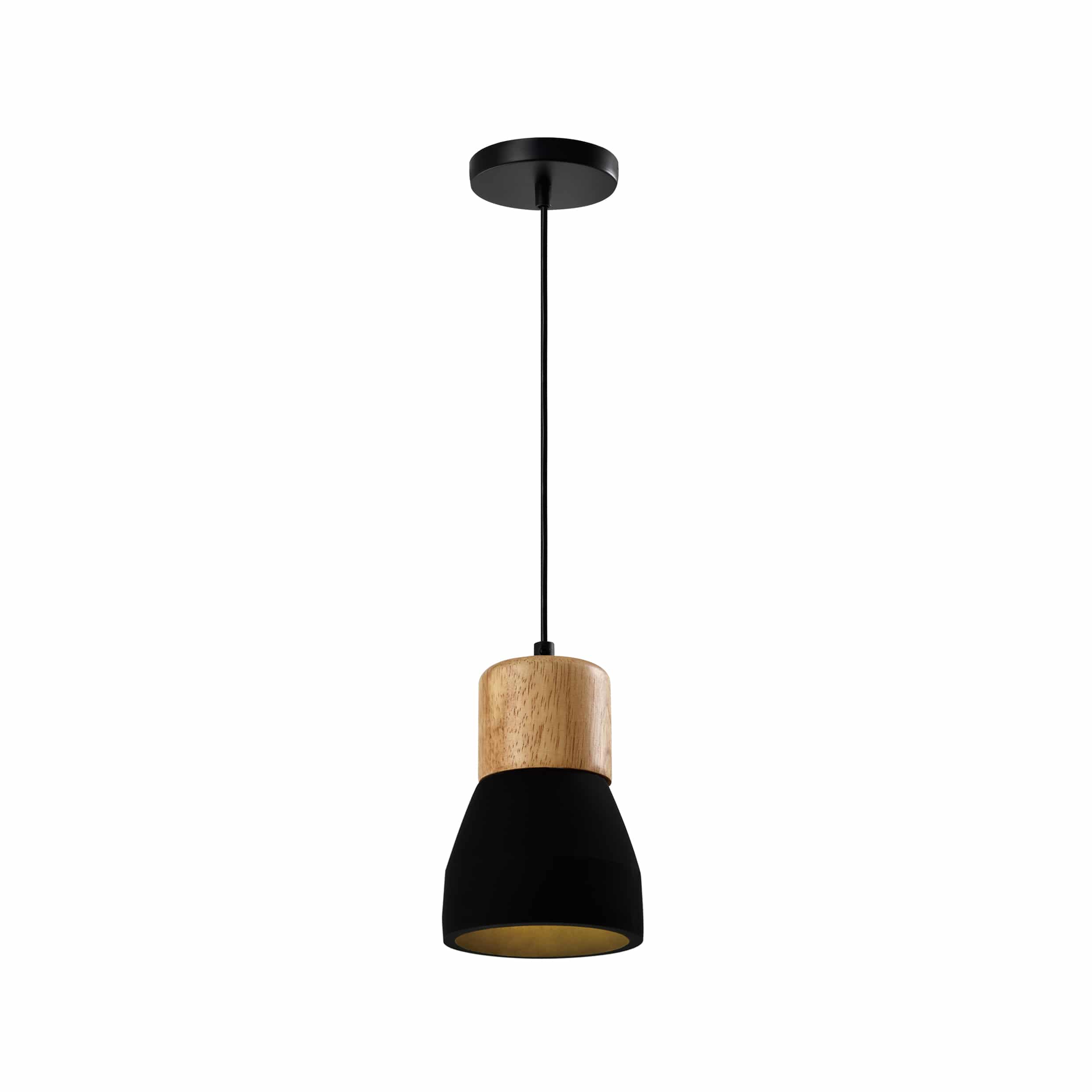Landelijke QUVIO Hanglamp in Beton & Hout – Stoer, Dimbaar en Compact