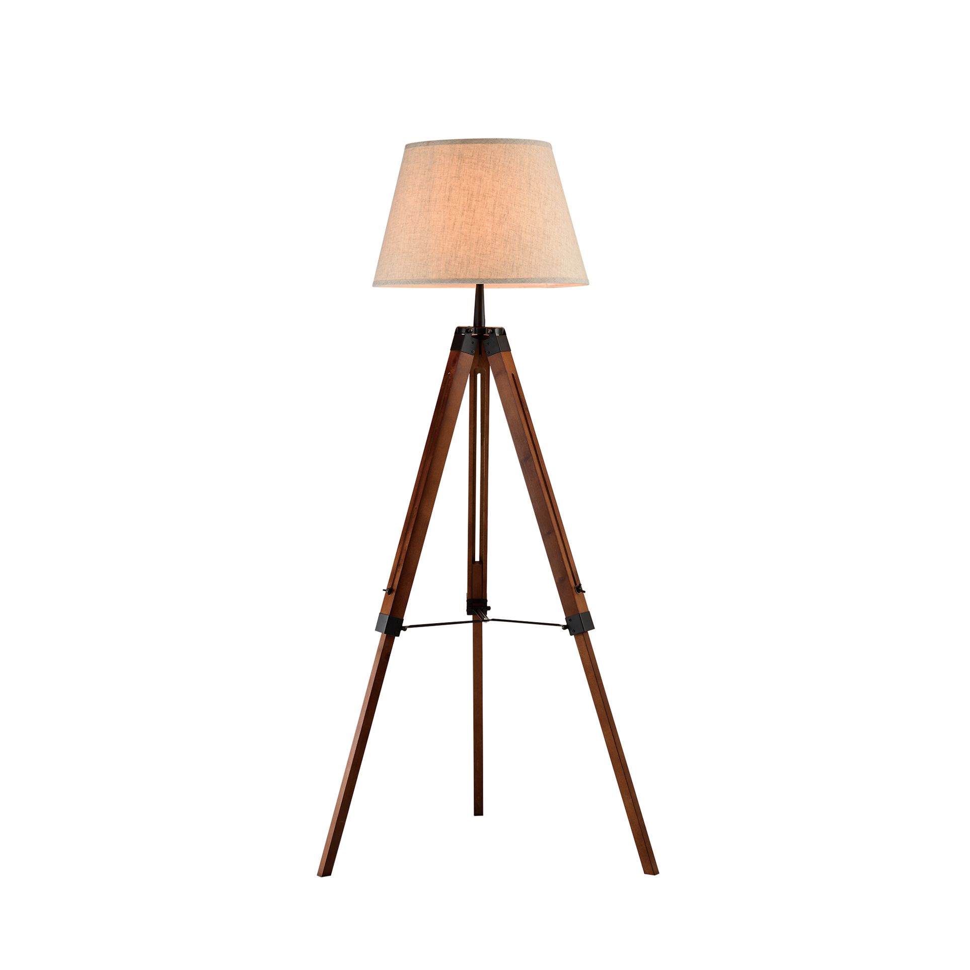 Landelijke QUVIO Vloerlamp met Drie Houten Poten – Flexibel, Warm en Duurzaam