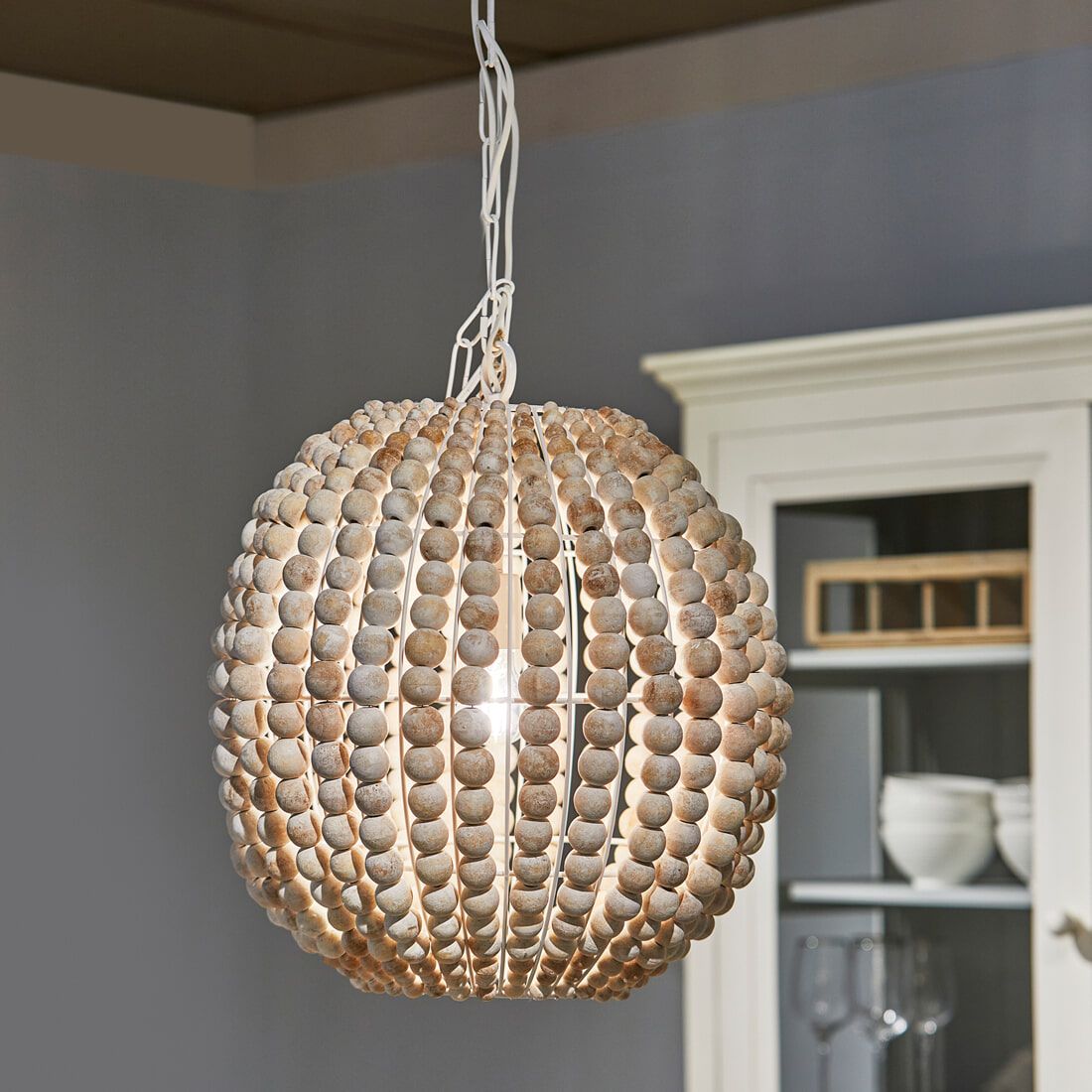 Lattea Hanglamp met Mangohouten Kralen – Natuurlijke Sfeer van Rivièra Maison