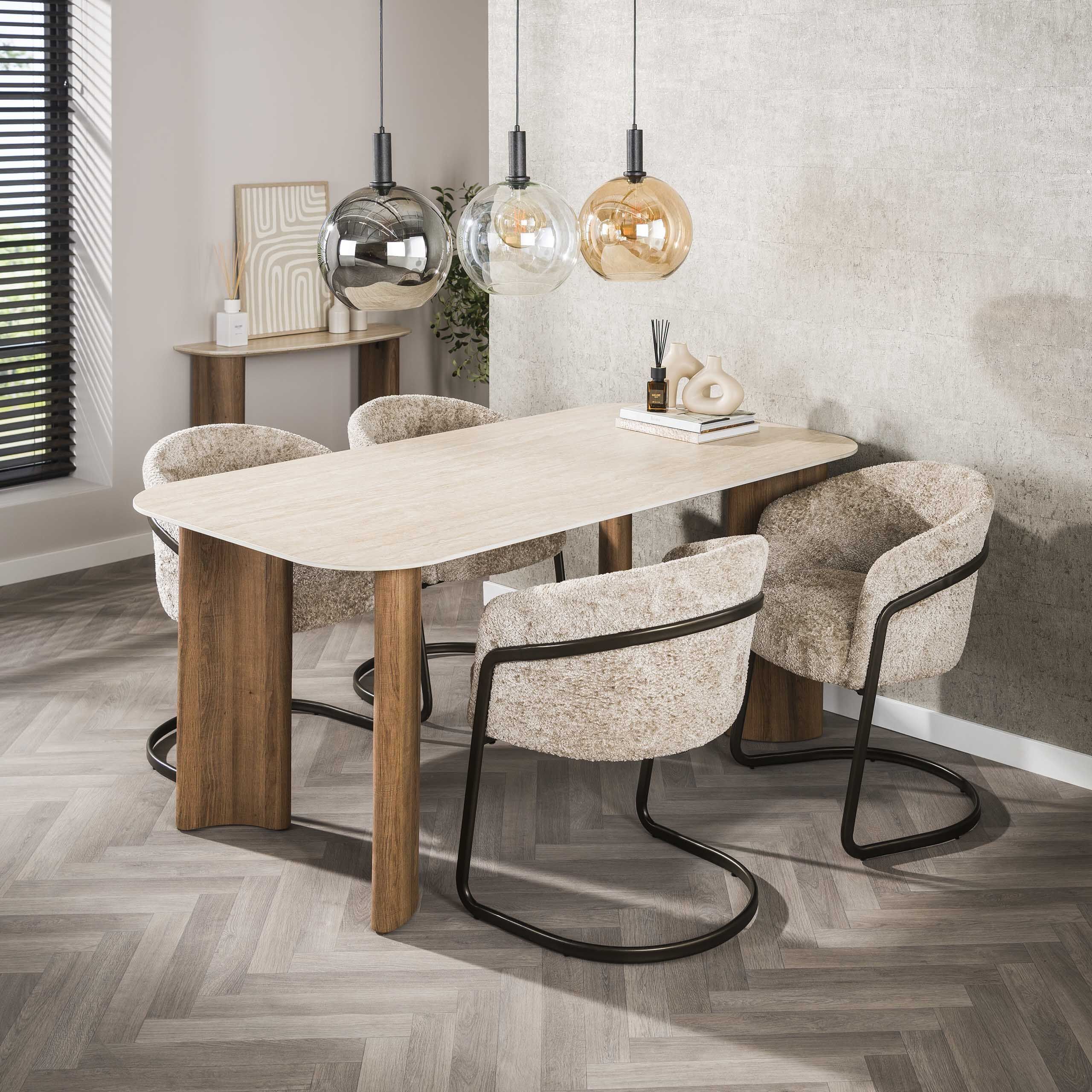 Laycie eettafel van LifestyleFurn – keramisch blad in travertin‑look (180 × 90 cm)