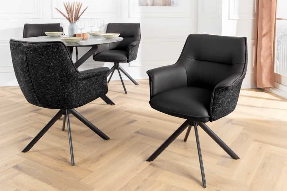 LE GRAND bureaustoel – verfijnde zwart leerlook met metalen frame en comfortabele armleuningen
