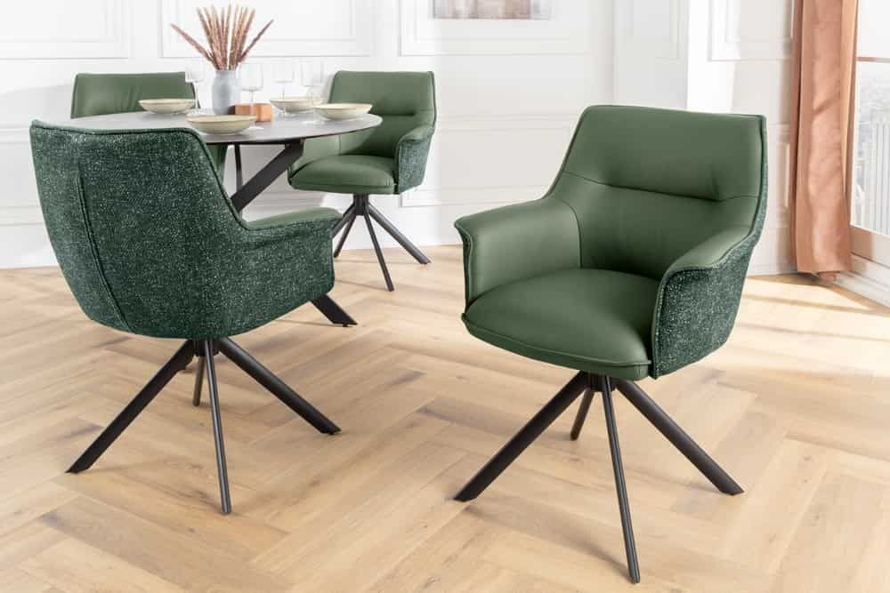 LE GRAND Draaistoel – Elegante groen-leer mix met zwart metalen frame