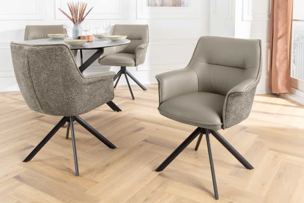 LE GRAND Draaistoel – Luxe taupe leer & zwart metalen frame | Invicta Interior