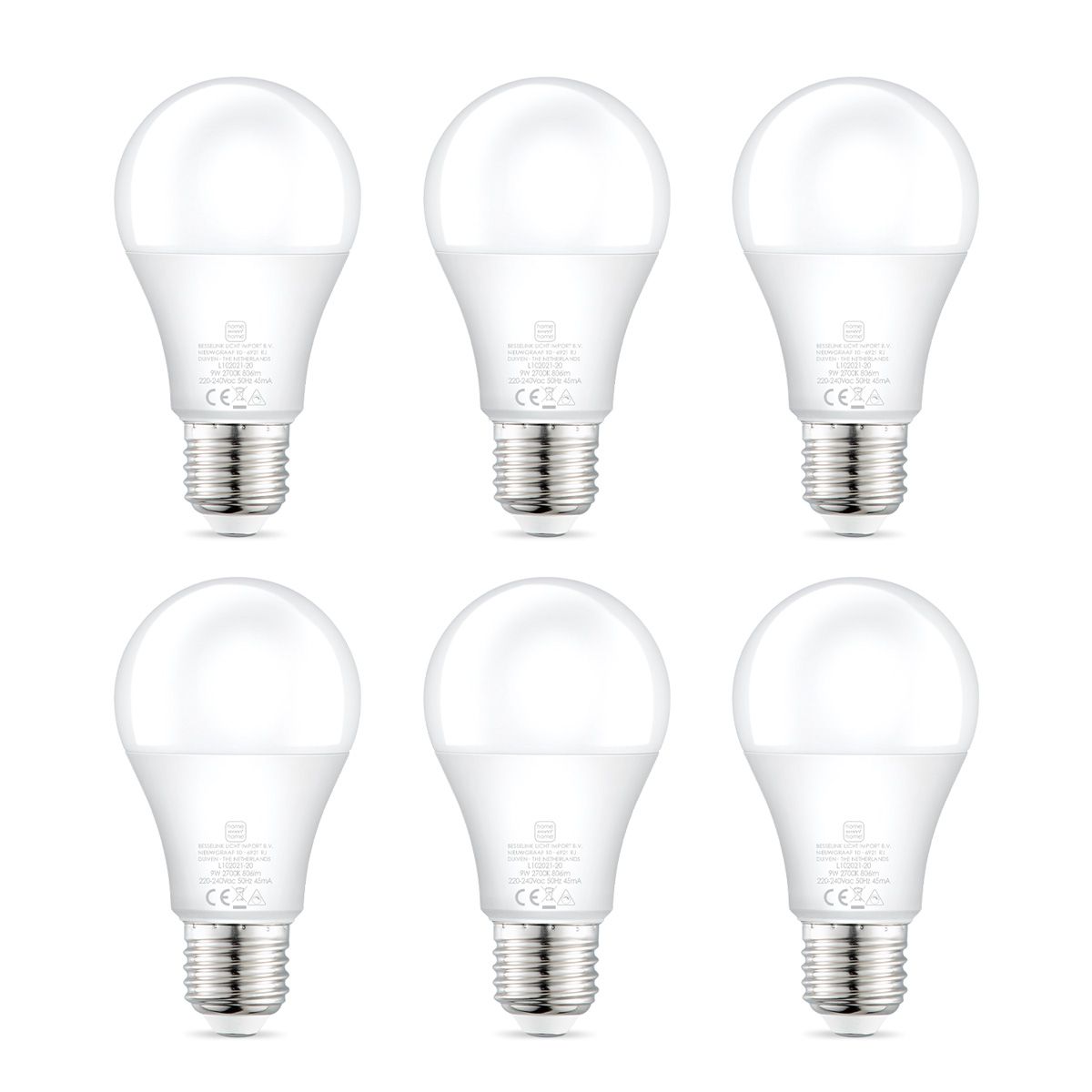 LED A60 E27 9 W – Dimbare Warmwitte LED-set (6 stuks)