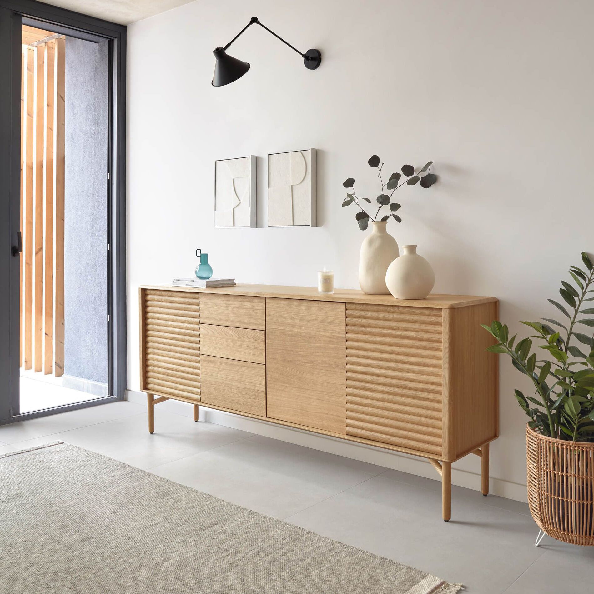 Lenon Dressoir van Kave Home – Japandi Design in Massief Eiken (200 cm)