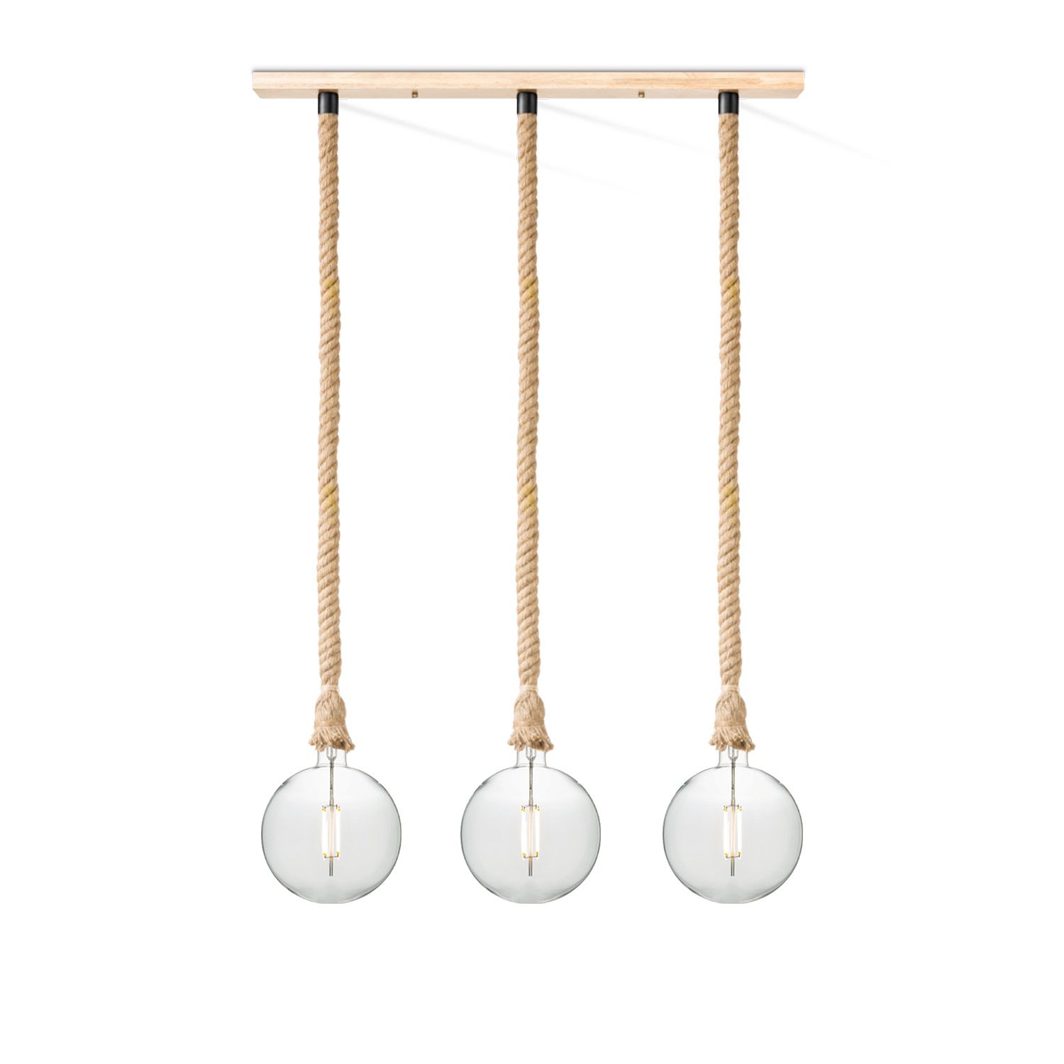 Leonardo 3‑Licht Touwhanglamp met Grote Globe – Warm, Troostrijk Licht