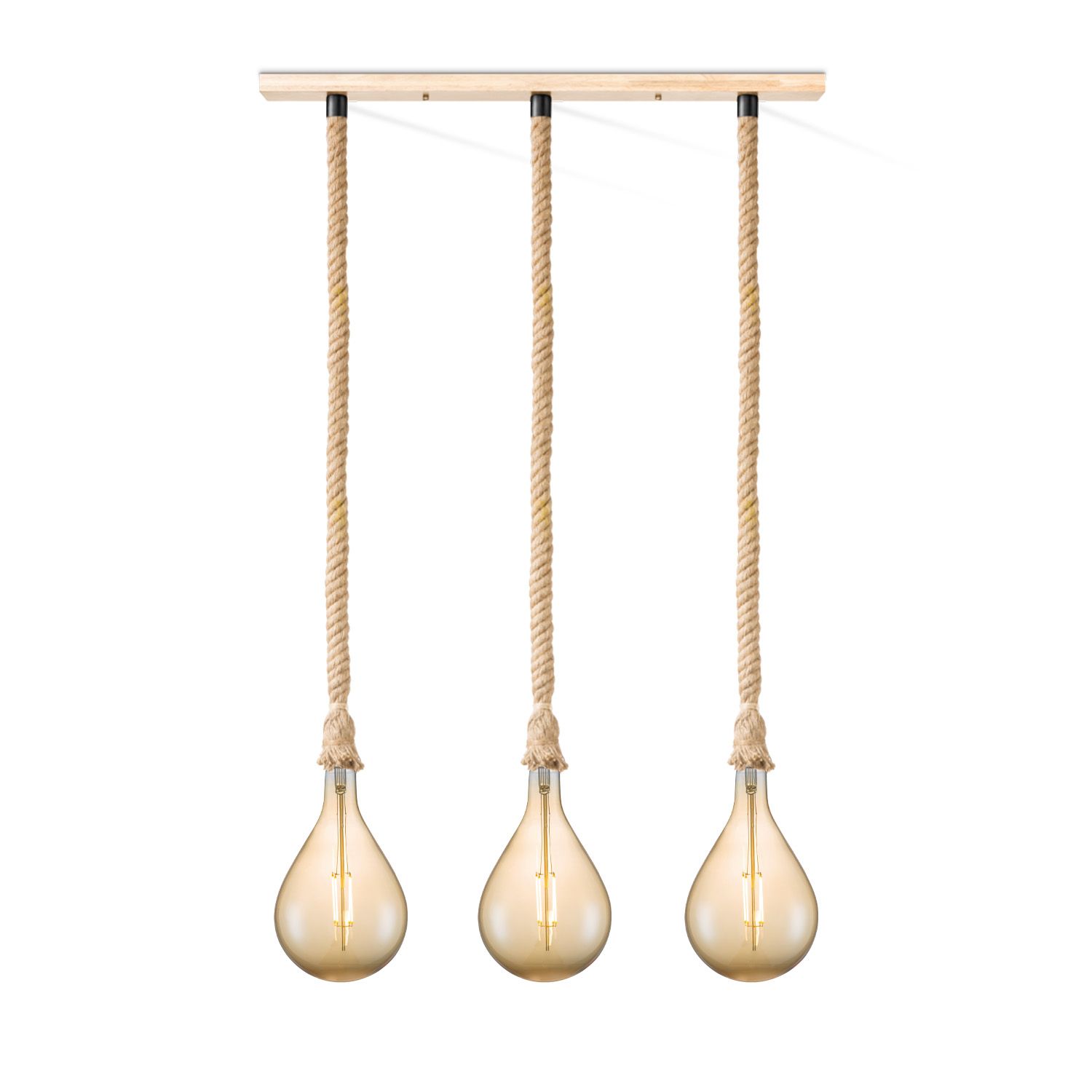 Leonardo 3‑Lichten Touwhanglamp in Amber – Landelijke Warmte voor Elk Interieur