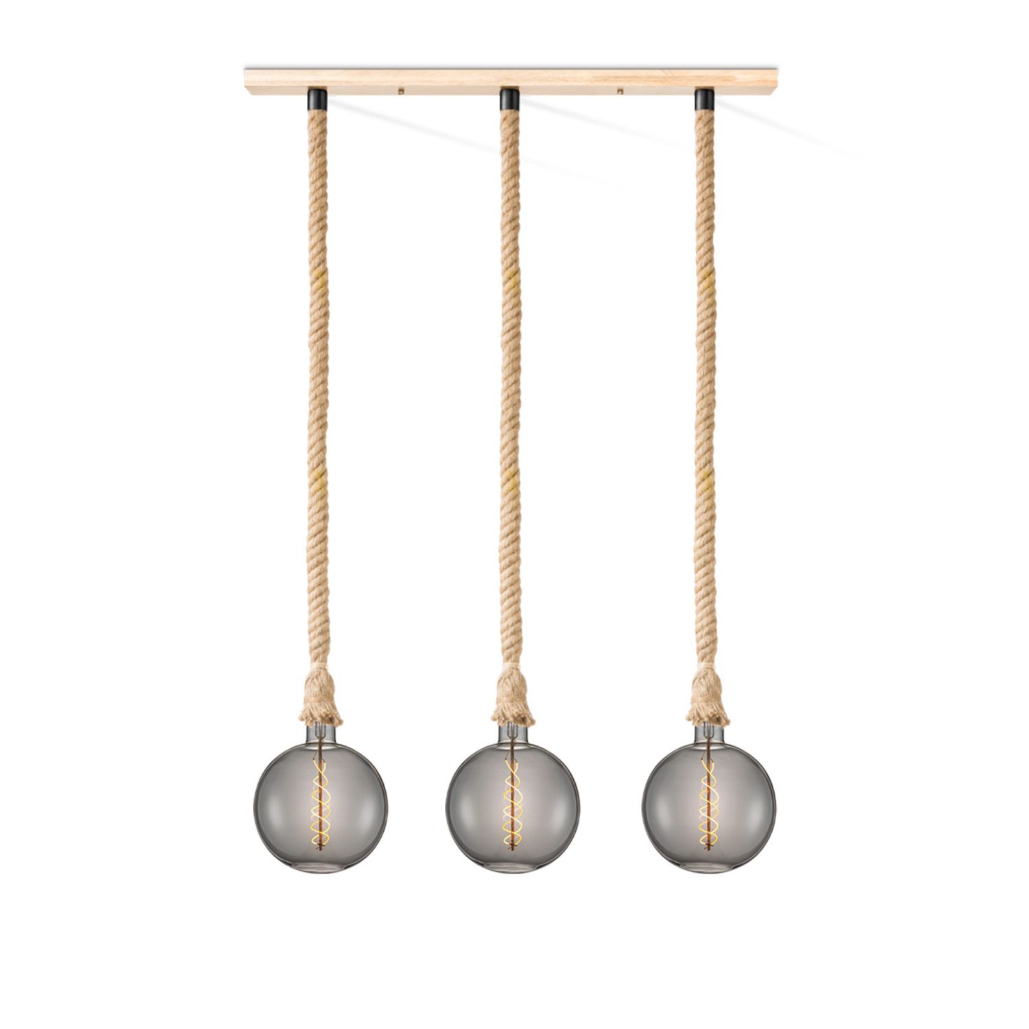 Leonardo 3‑Lichts Touw Hanglamp – Stoer en Warm Vintage Design