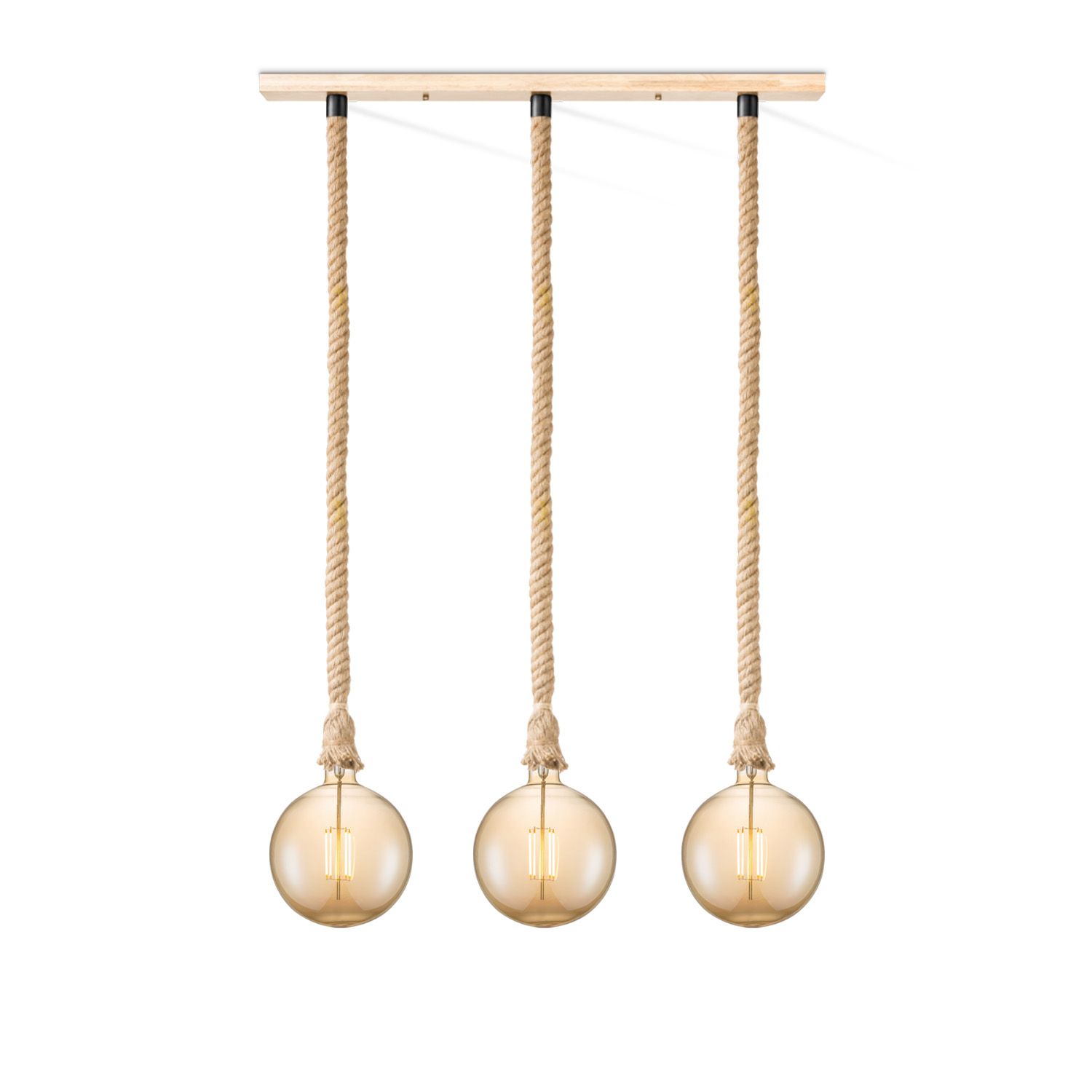 Leonardo 3L Globe Hanglamp – Stoer touwdesign met warm amber licht