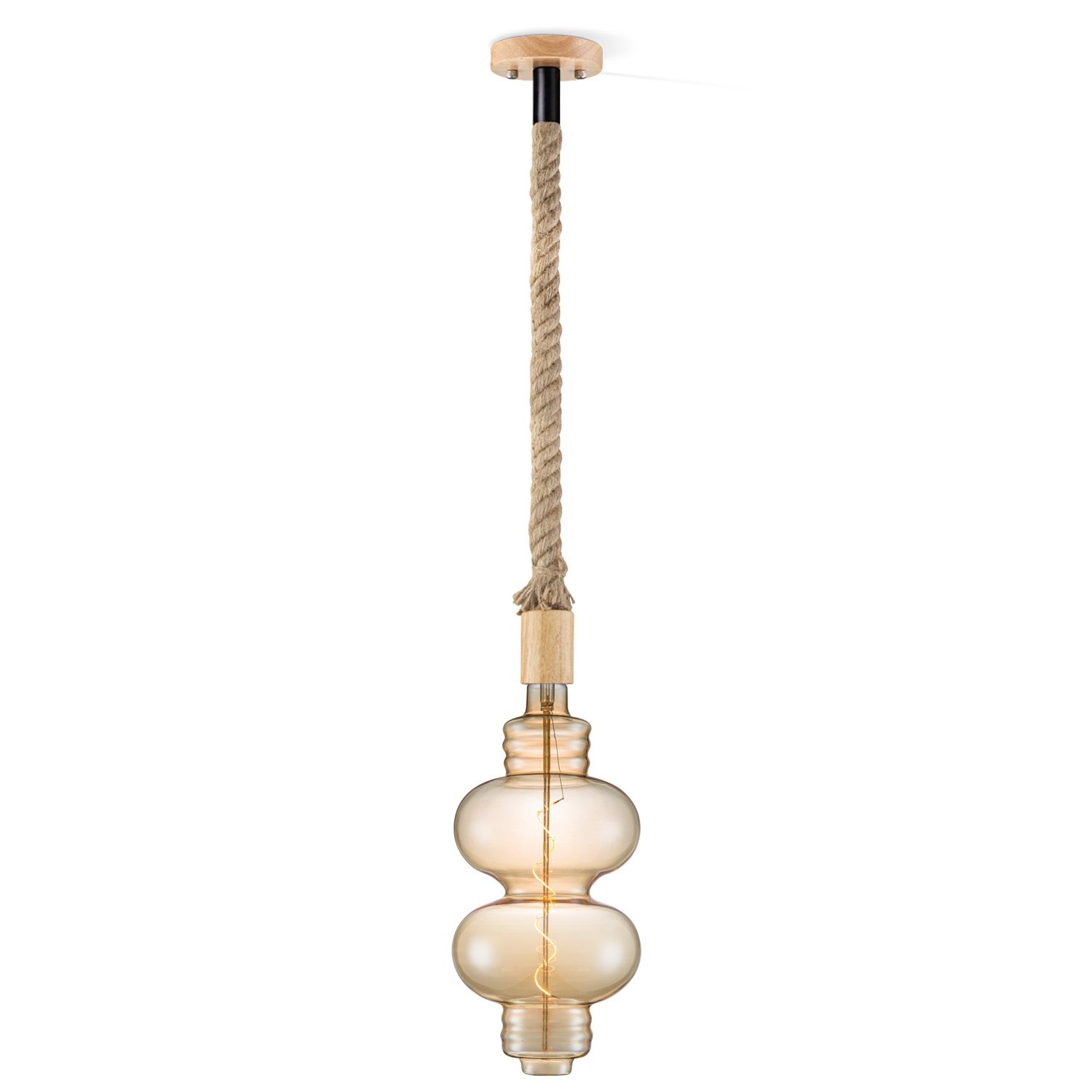 Leonardo Diabolo touwhanglamp – warm amber licht voor elk interieur