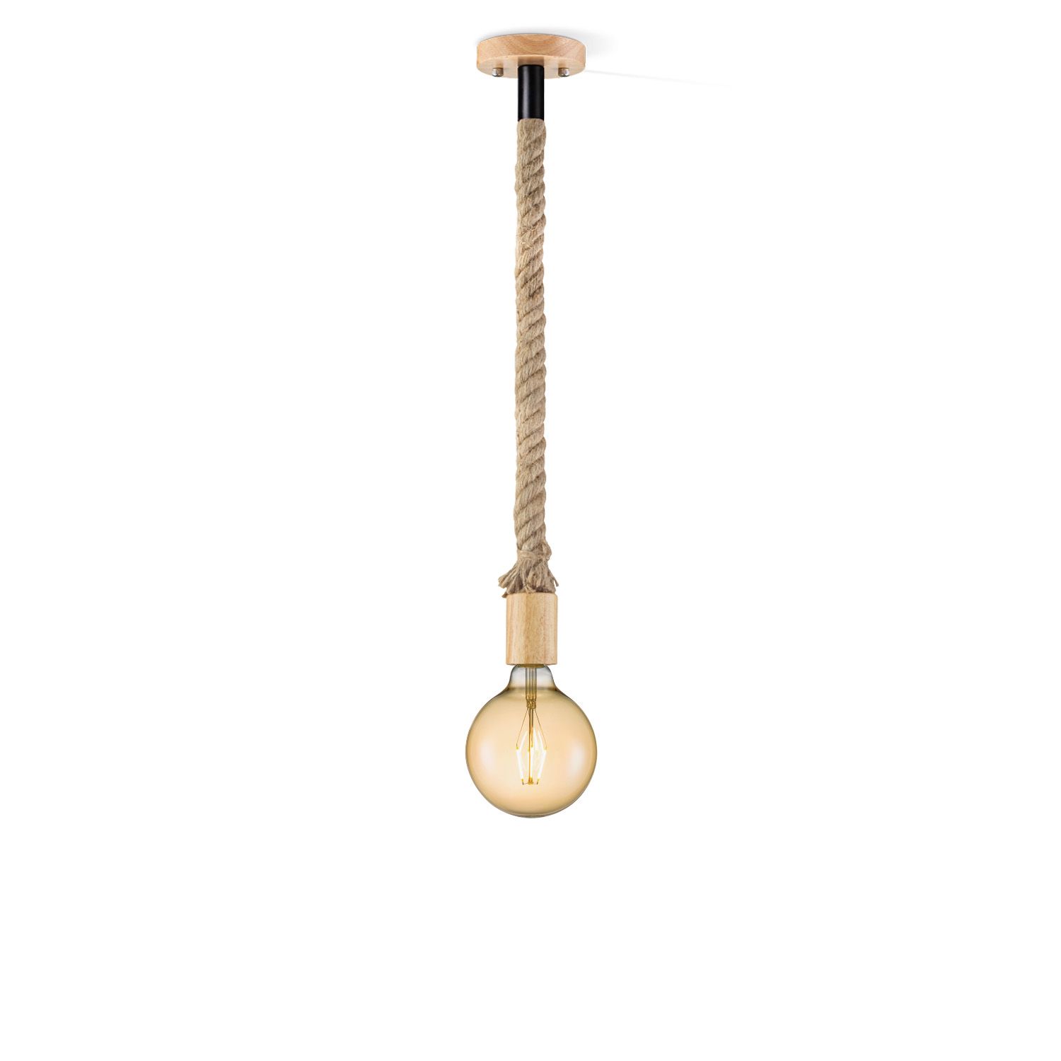 Leonardo Globe g125 – Robuuste touwhanglamp in amber