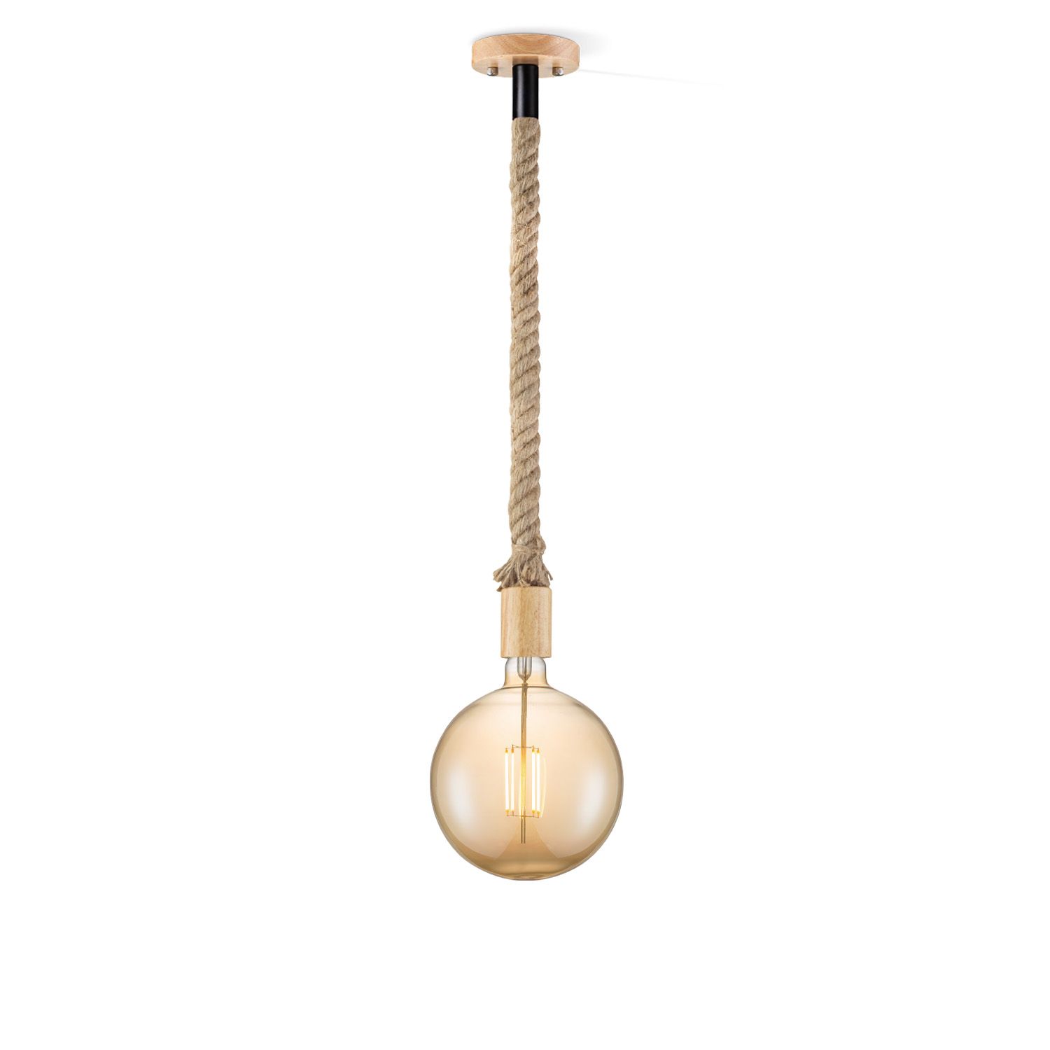 Leonardo Globe G180 – Robuuste amber touw hanglamp van Home Sweet Home