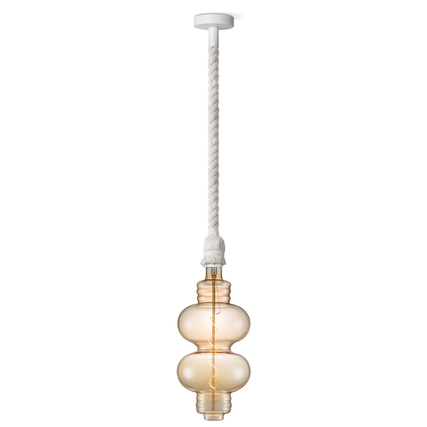 Leonardo Hanglamp – Witte Touwlamp met Amber LED van Home Sweet Home