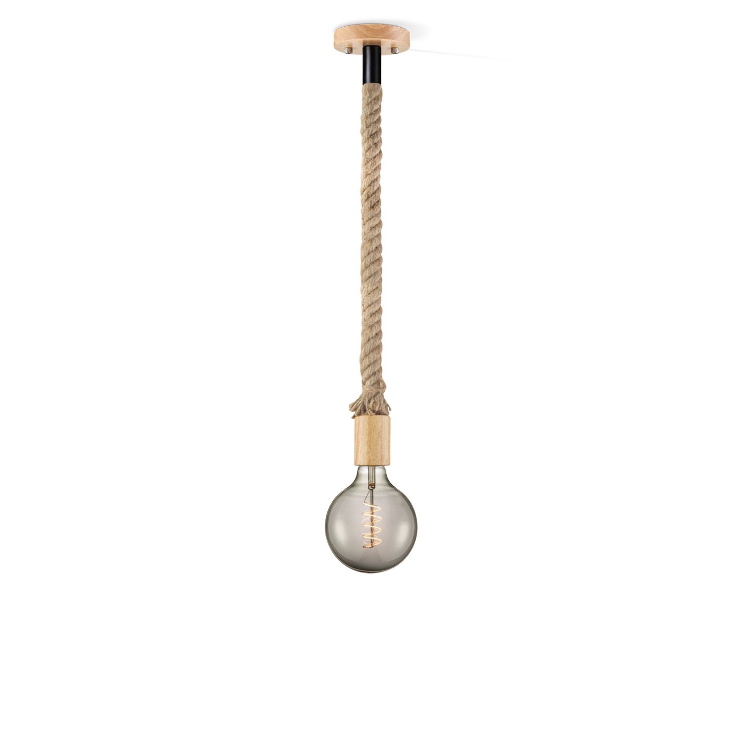 Leonardo Spiral Hanglamp – Moderne Touwlamp met Smokey Glas