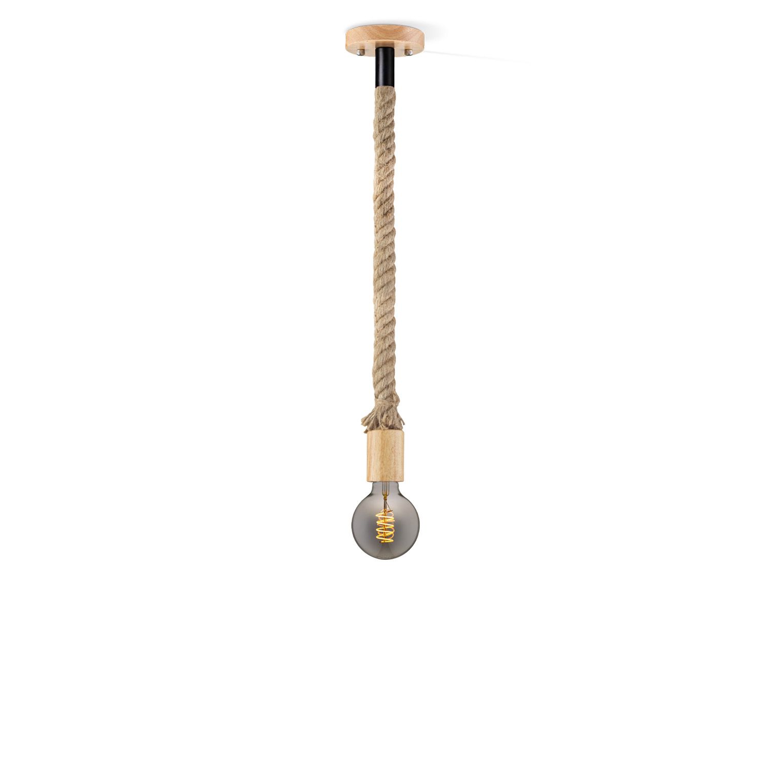 Leonardo Spiral Hanglamp – Robuust touwdesign in smokey glas