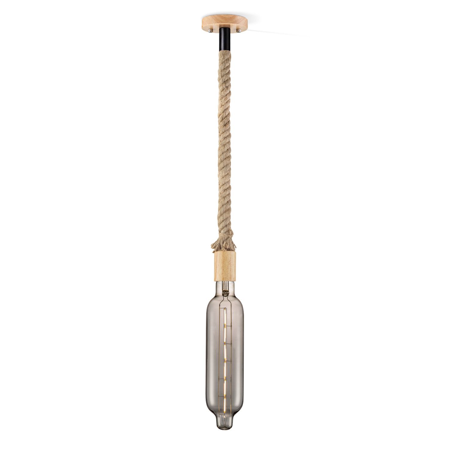 Leonardo Tube Hanglamp Smoke – Robuust Touwdesign met LED‑licht