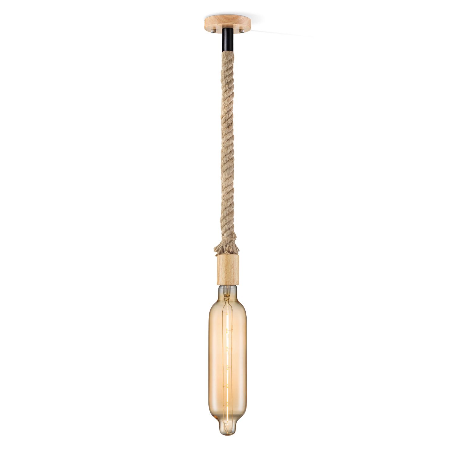 Leonardo Tube – Robuuste ambertouw hanglamp voor een warme sfeer