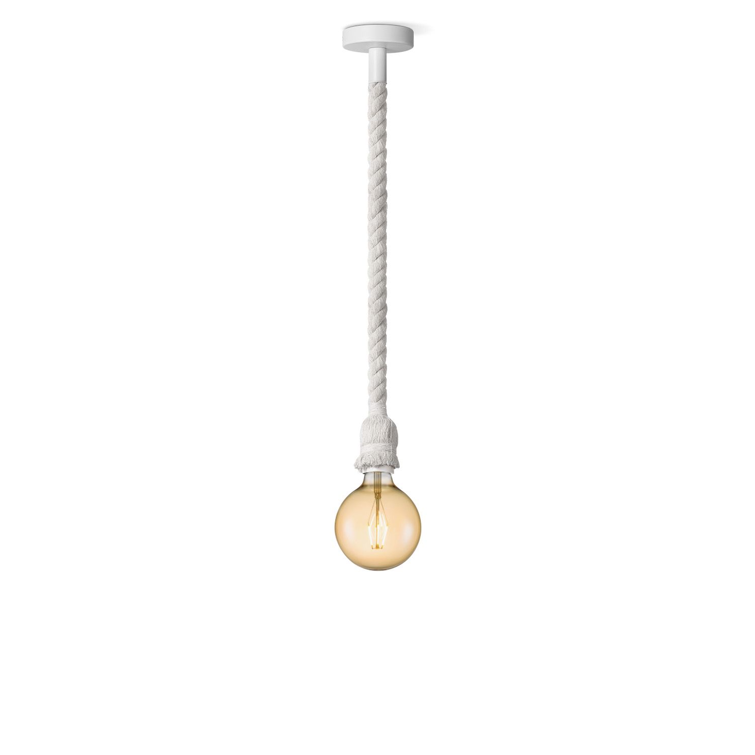Leonardo Witte Touw Hanglamp – Strakke Sfeer met Amber LED