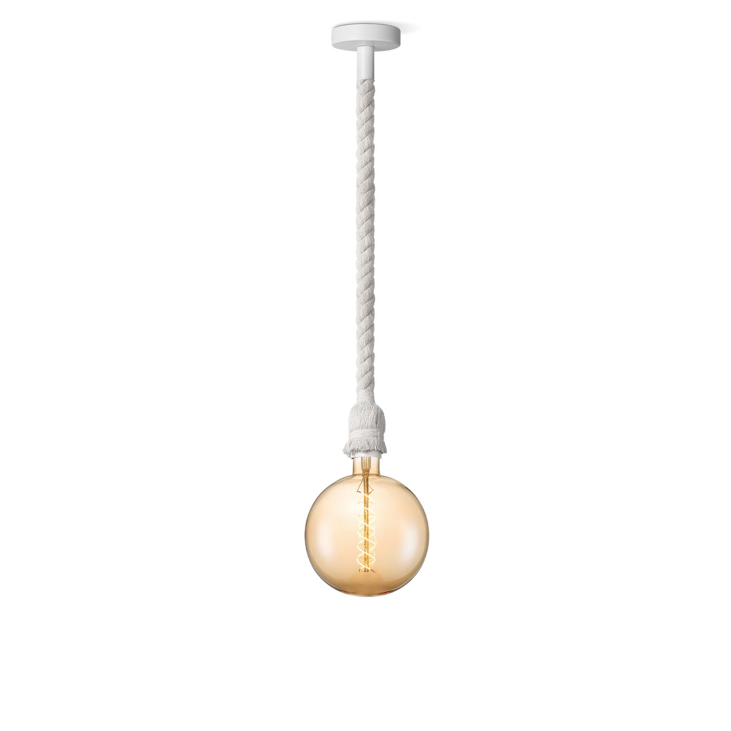 Leonardo witte touwhanglamp – warme amber LED van Home sweet home