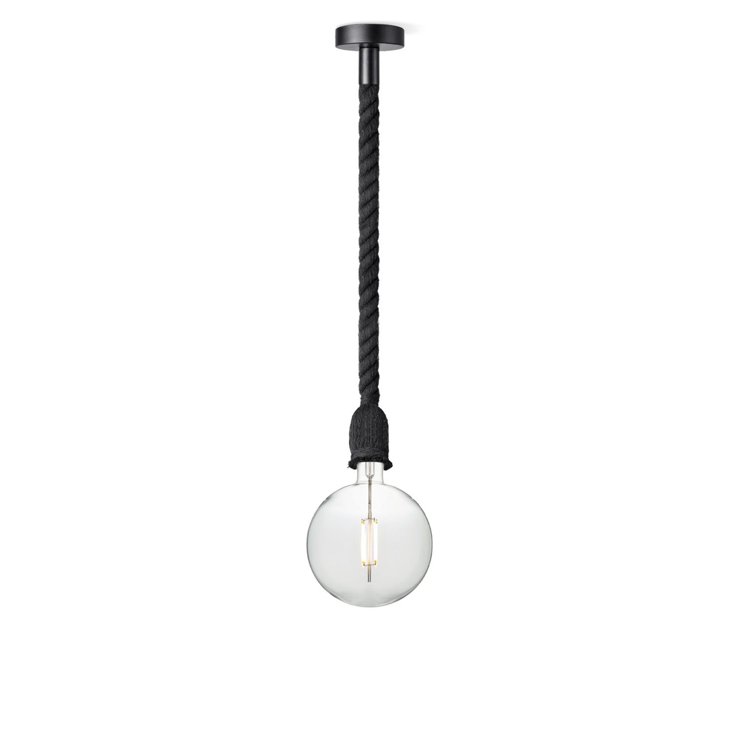 Leonardo Zwarte Hanglamp – Stoer Touwdesign met LED Licht