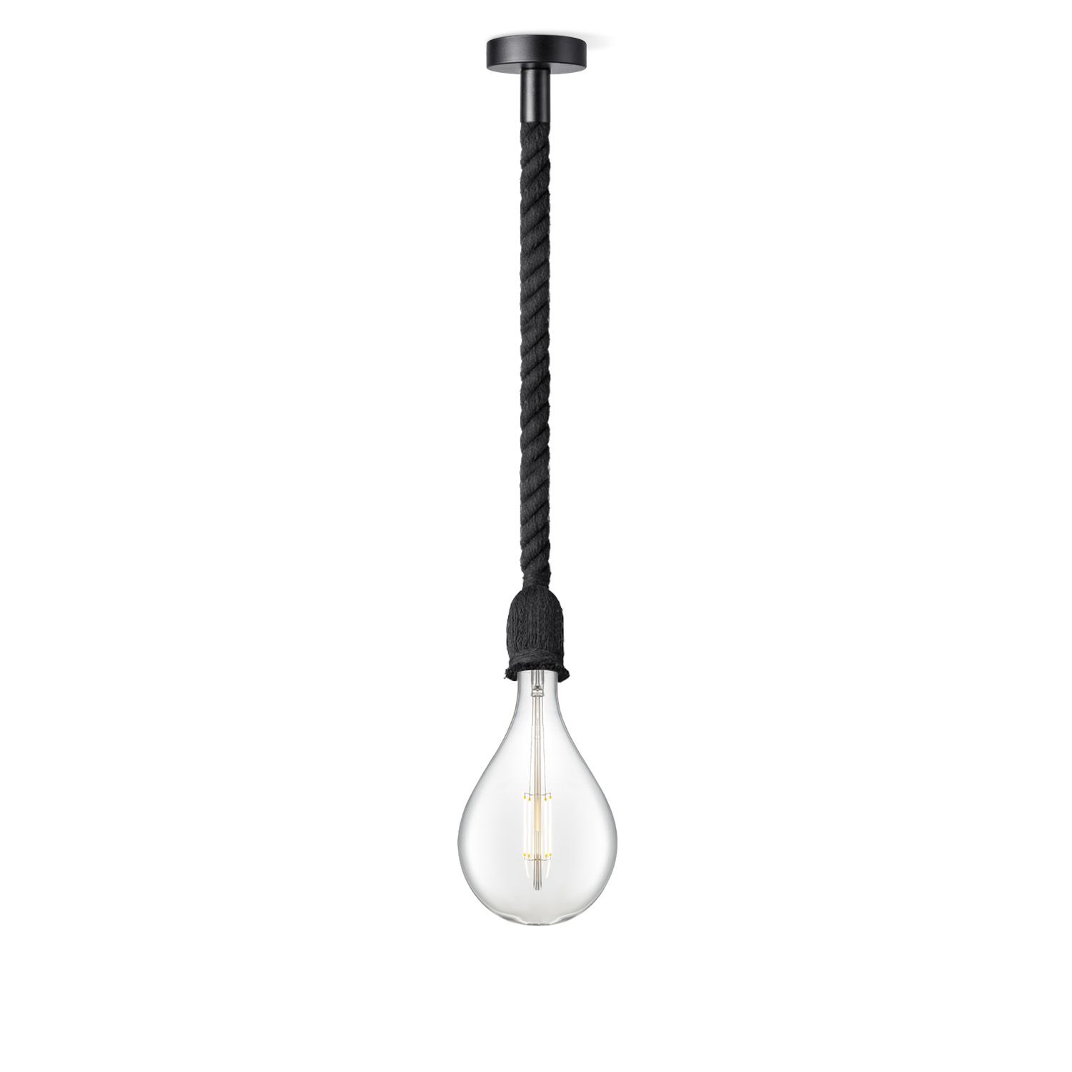 Leonardo Zwarte Touwhanglamp – Stoer Design met Natuurlijke Charme