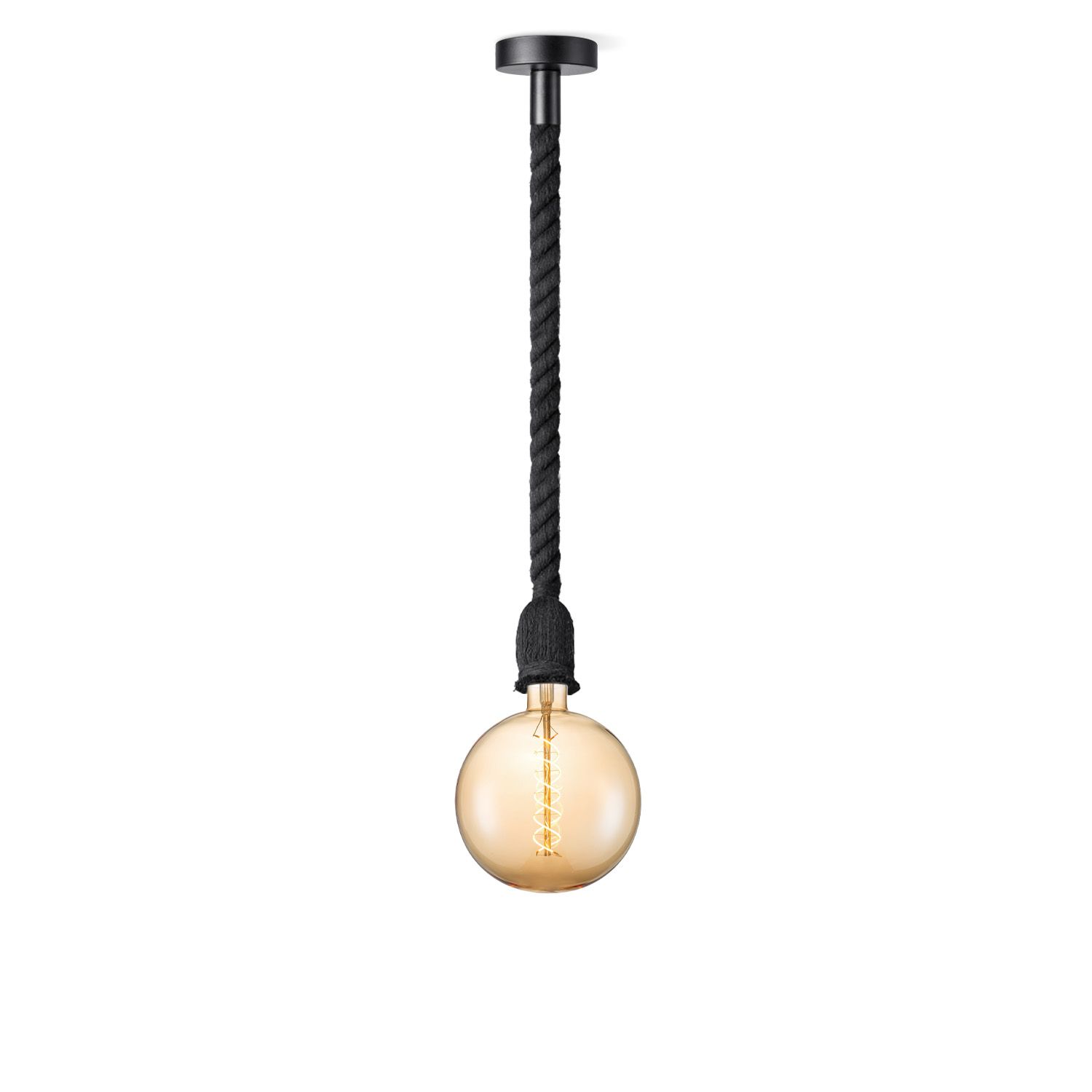 Leonardo Zwarte Touwhanglamp – Stoere Ambiance voor elke Kamer