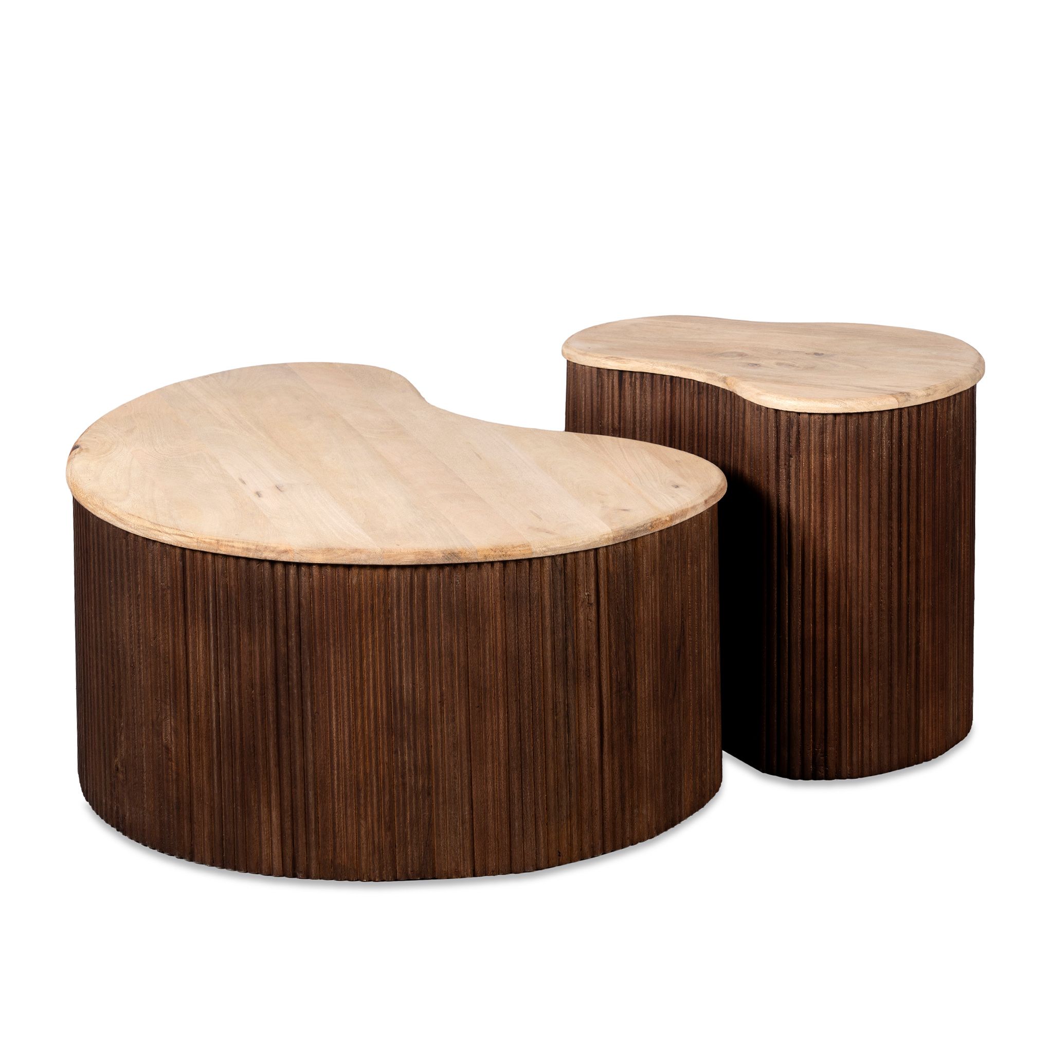 Lewis & Loft Lena Salontafelset – Organisch vormgegeven, duurzaam mangohout (2‑delig)