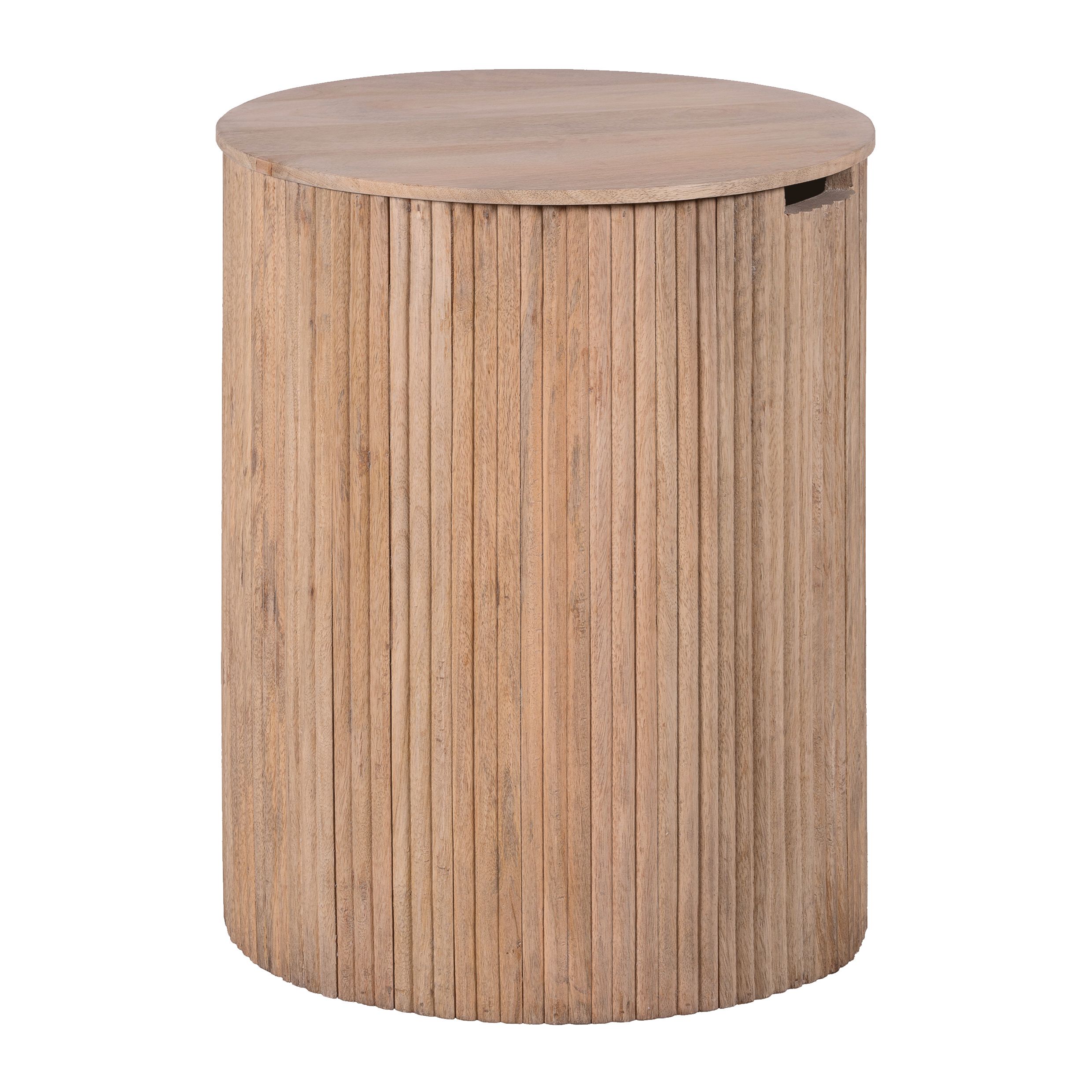 Lewis & Loft Lonne Bijzettafel – ronde mangohouten tafel met slimme opbergruimte
