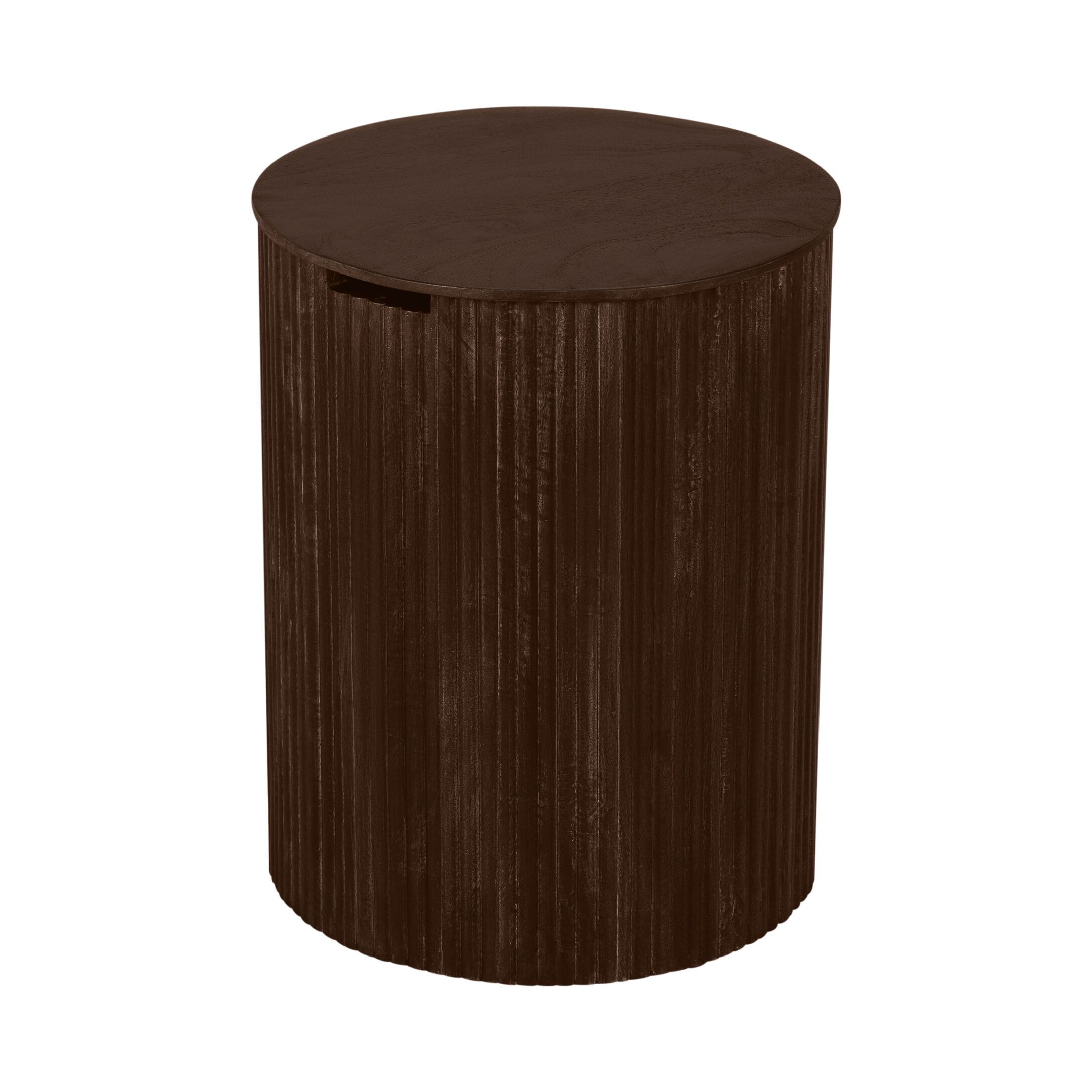 Lewis & Loft Lonne ronde bijzettafel – duurzaam mangohout met slimme opbergruimte