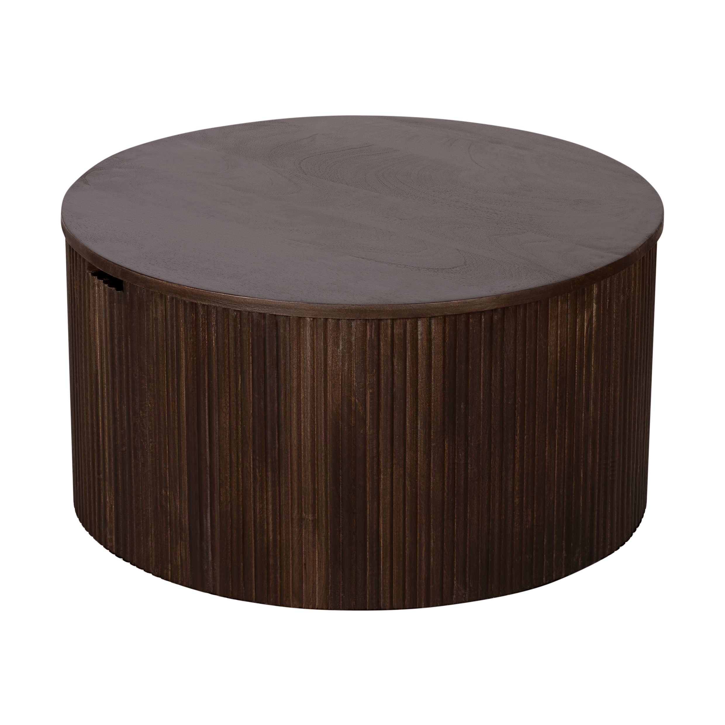 Lewis & Loft Lonne – Ronde salontafel van FSC‑gecertificeerd mangohout met verborgen opbergruimte
