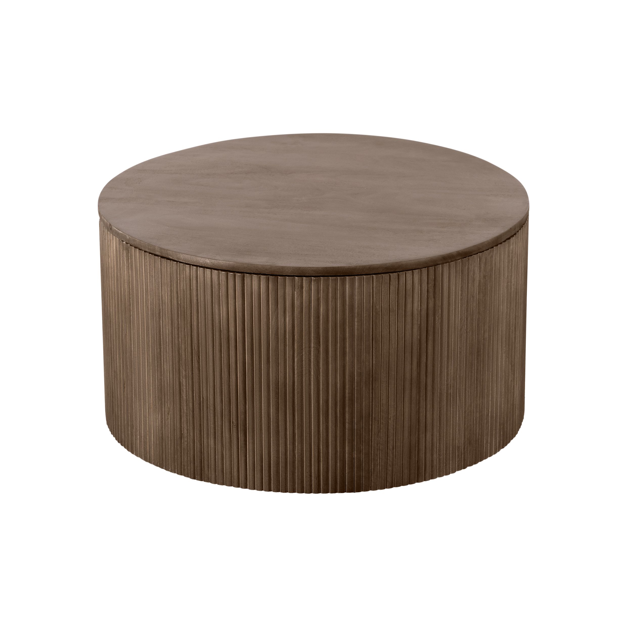 Lewis & Loft Lonne ronde salontafel – warm mangohout met verborgen opbergruimte