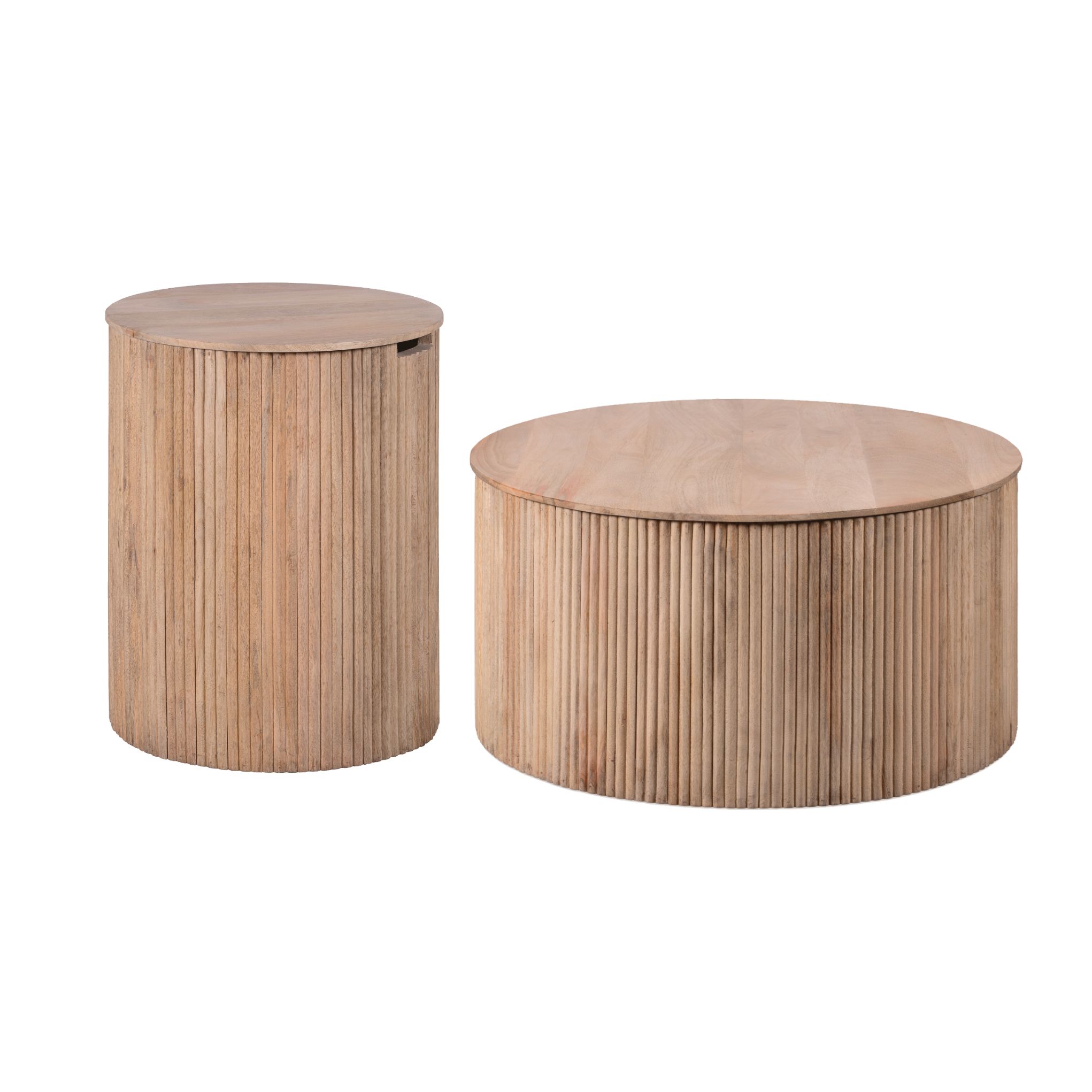 Lewis & Loft Lonne ronde tafelset – natuurlijke stijl met verborgen opbergruimte