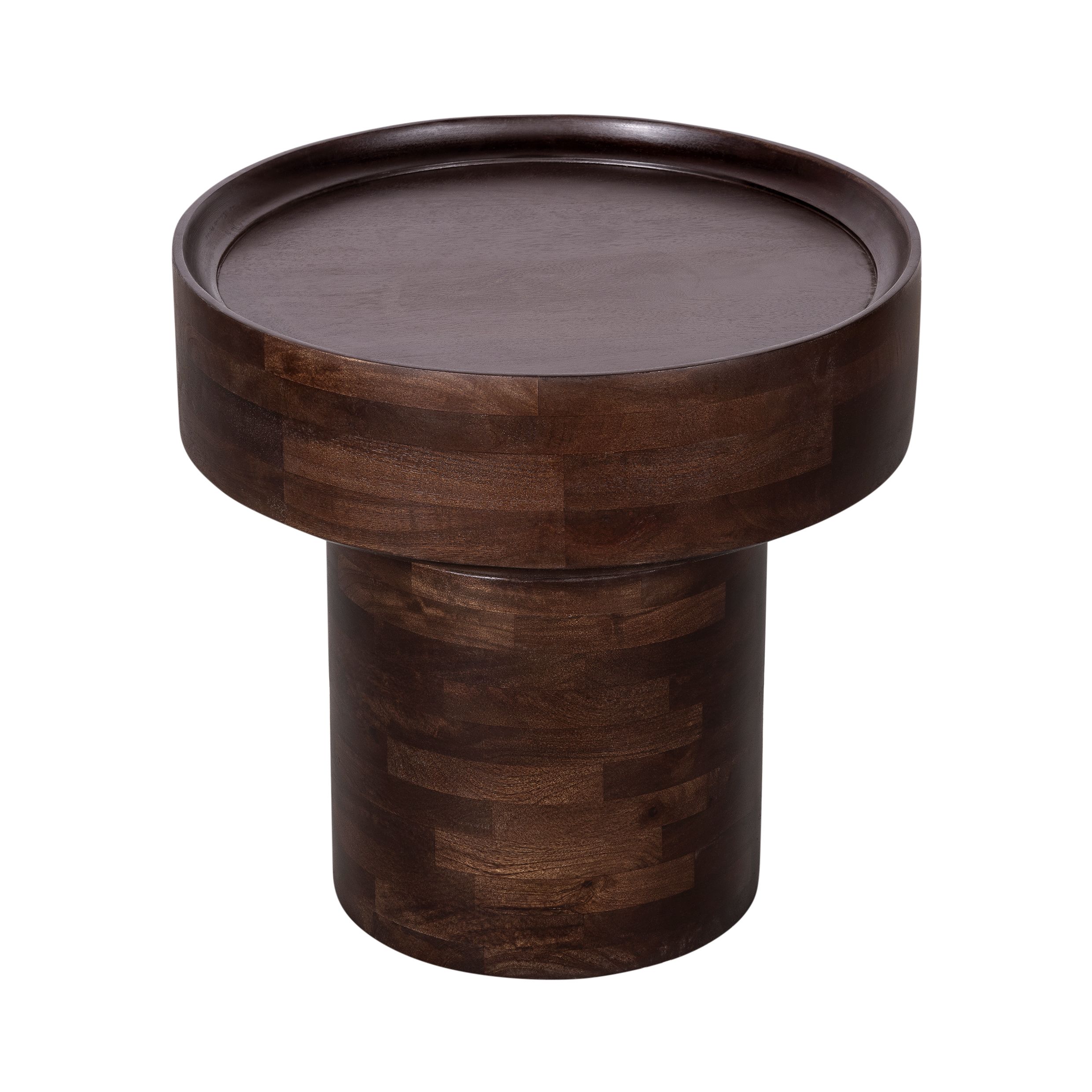 Lewis & Loft Luus – ronde bijzettafel van FSC‑mangohout in warme walnoot