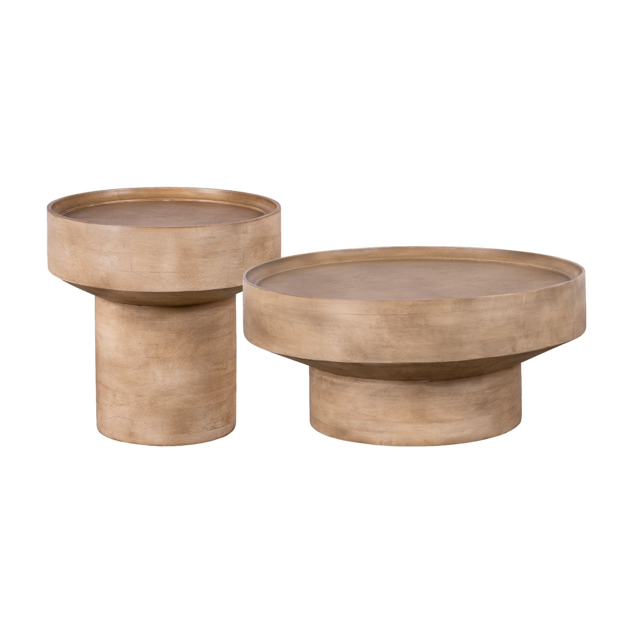 Lewis & Loft Luus Salontafelset – Ronde mangohouten tafels (set van 2)