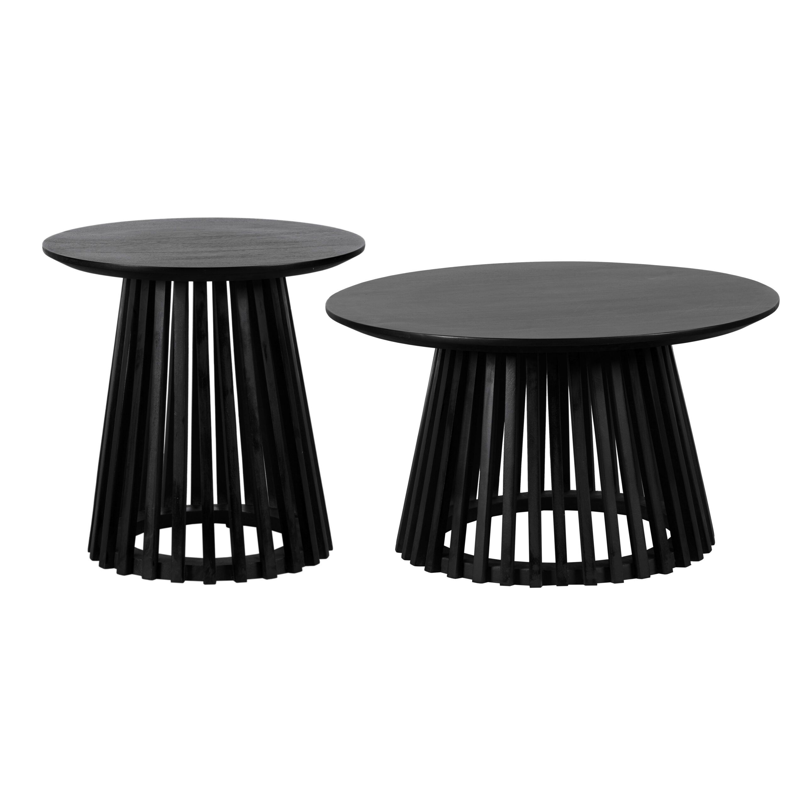 Lewis & Loft Salontafelset Levi – Zwarte ronde tafels van FSC‑gecertificeerd mangohout