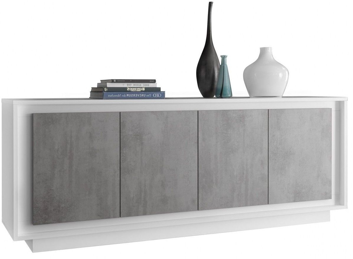Licht en modern dressoir SKY 207 cm – Wit met grijs beton