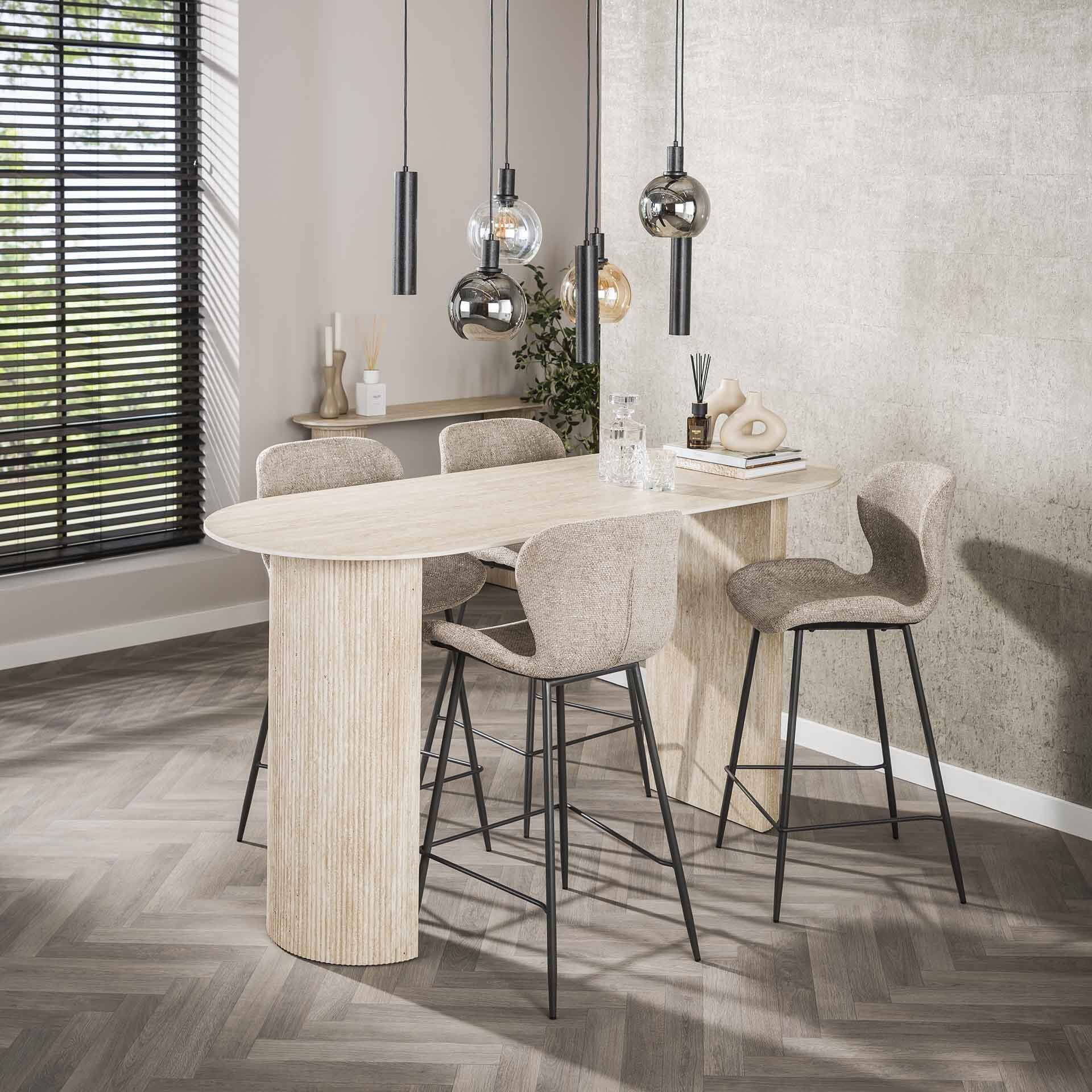 LifestyleFurn Bartafel Laycie Travertinlook – Elegante keramische bartafel 178 × 70 cm