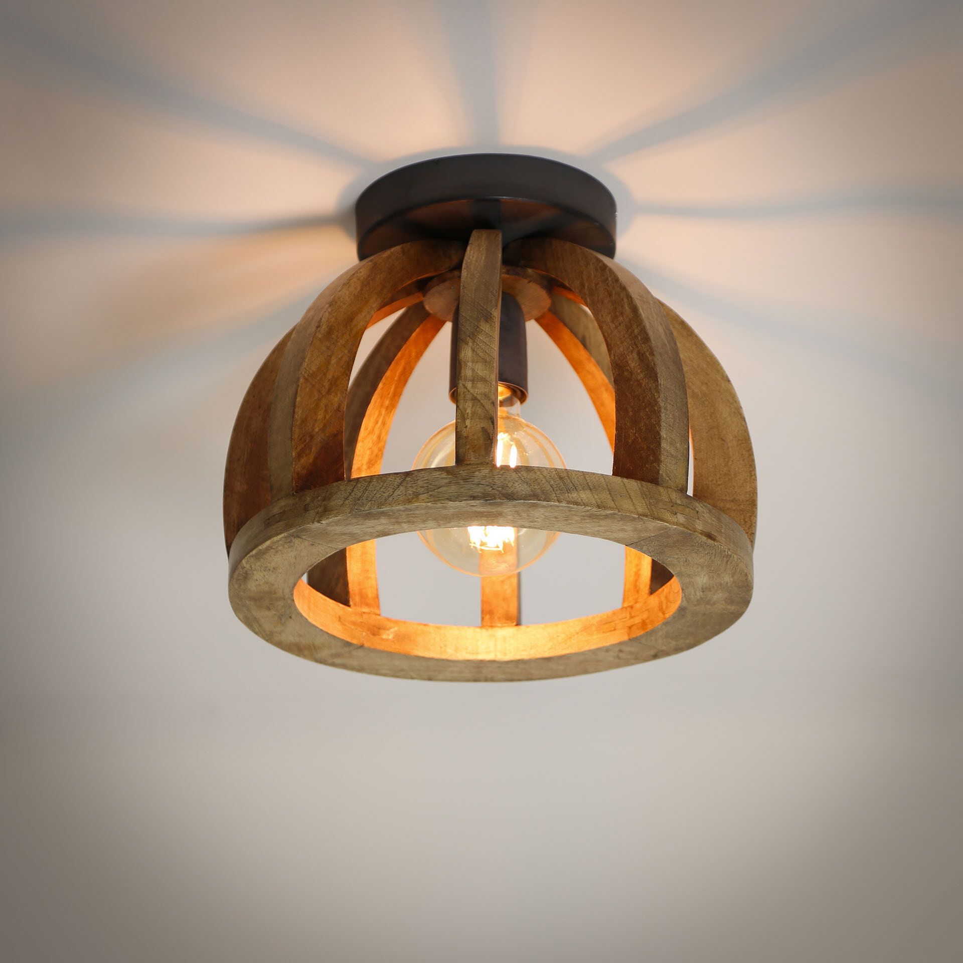LifestyleFurn Brenner plafondlamp van natuurlijk mangohout – Warm licht, eigentijdse look